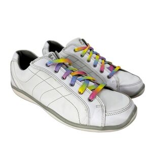 FootJoy LoPro Collection White Leather Golf Shoes Rainbow Laces‎ Womens 8M